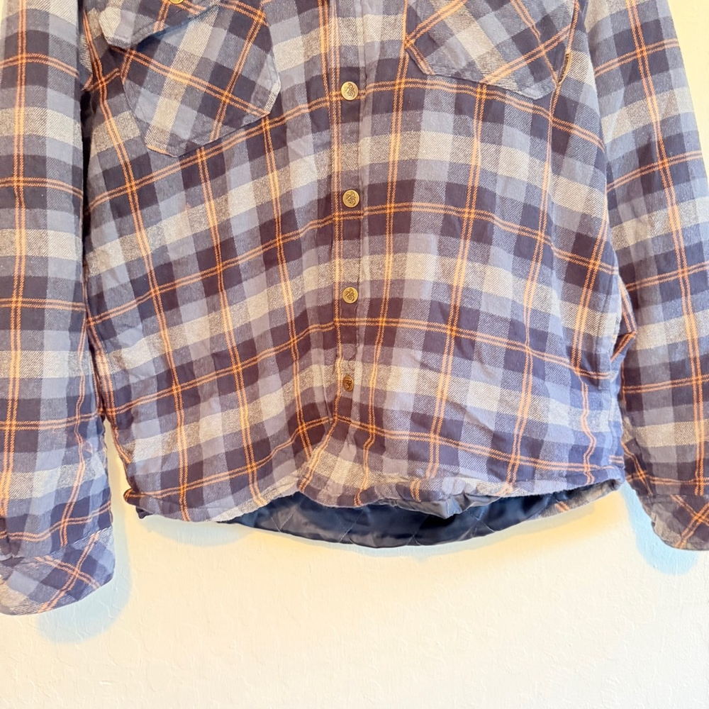 Legendary Outfitters Men's Blue/Orange Plaid Flannel Shirt Jacket Size Large - Picture 4 of 6